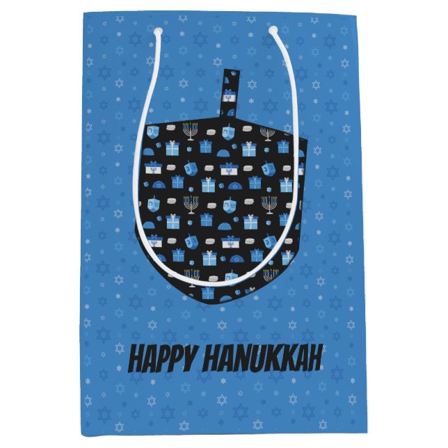 Bolsa De Regalo Mediana Hanukkah Dreidel Cutout (Anverso)
