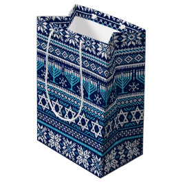 Bolsa De Regalo Mediana Hanukkah Fair Isle Faux Knit Sweater