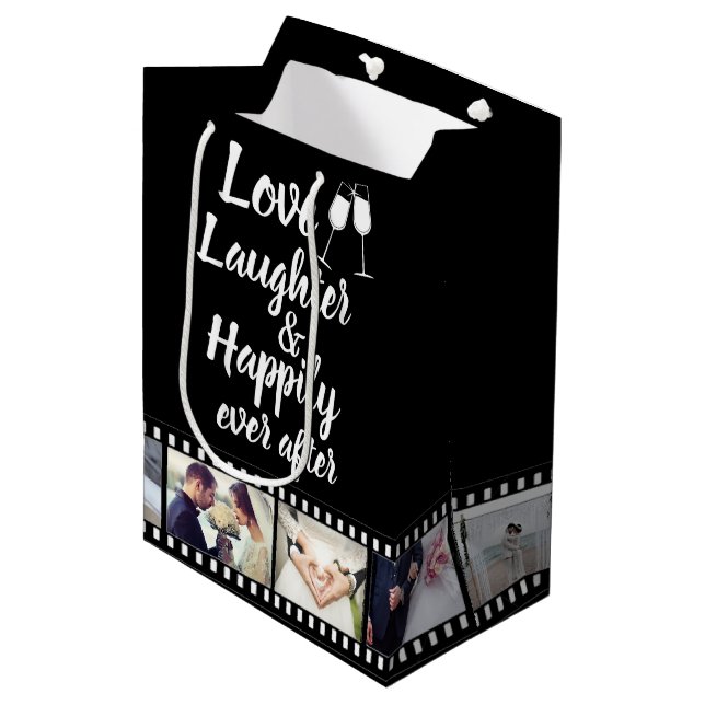 Bolsa De Regalo Mediana Happily Ever After Quote Custom Photo Reel (Angulo Anverso)