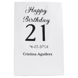 Bolsa De Regalo Mediana Happy 21st birthday bold letter simple name minima