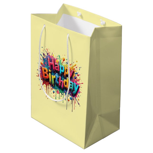 Bolsa De Regalo Mediana Happy Birthday Gift Bag Design (Angulo reverso)