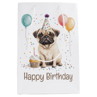 Bolsa De Regalo Mediana Happy Birthday Pug Dog