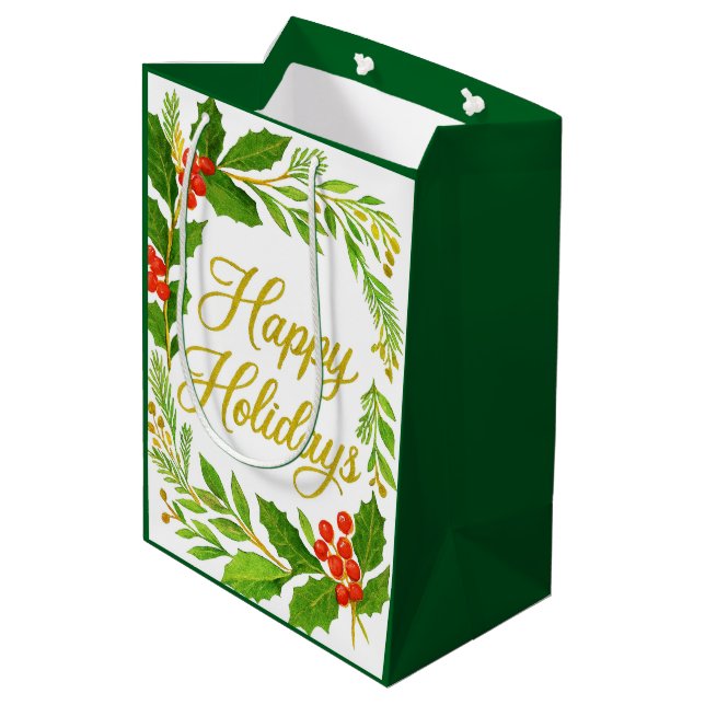 Bolsa De Regalo Mediana 'Happy Holidays' Gift Bag (Angulo reverso)