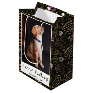 Bolsa De Regalo Mediana Happy Pawlidays Funny Pun Mascota Photo