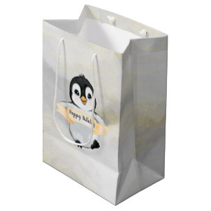 Bolsa De Regalo Mediana Happy Penguin te desea un cumpleaños feliz