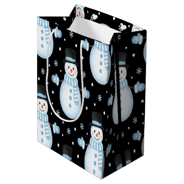 Bolsa De Regalo Mediana Happy Snowman Vibes Frosty Christmas Designs (Angulo reverso)