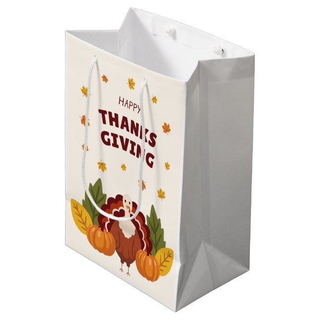 Bolsa De Regalo Mediana Happy Thanksgiving Autumn Pumpkin (Angulo Anverso)