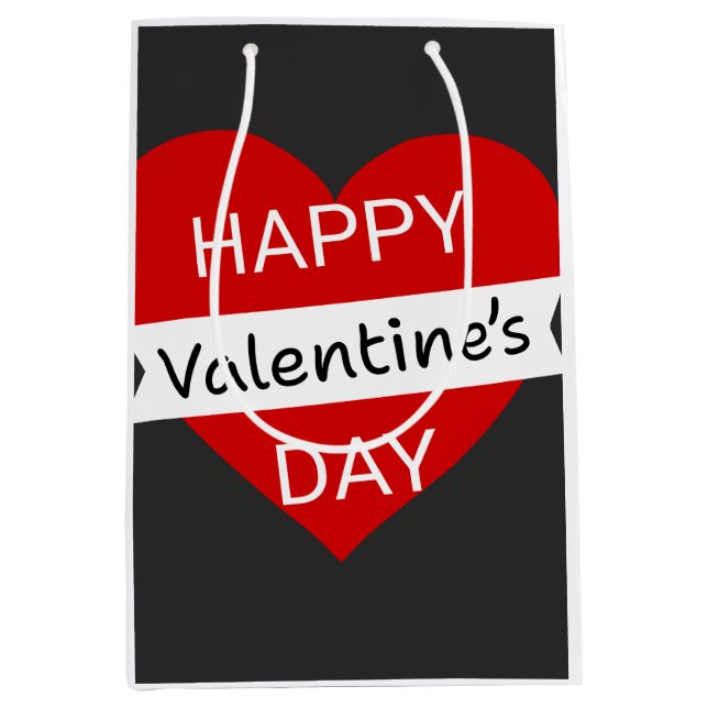 Bolsa De Regalo Mediana Happy Valentine’s Day – Cute Valentine Love Heart (Anverso)