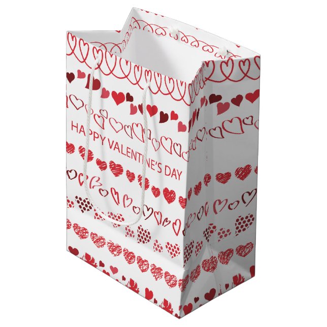 Bolsa De Regalo Mediana Happy Valentine’s Day Hearts Romantic Holiday (Angulo Anverso)