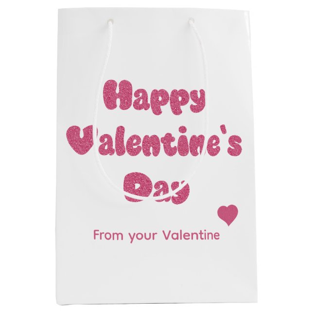 Bolsa De Regalo Mediana Happy Valentine's Day Glitter (Anverso)
