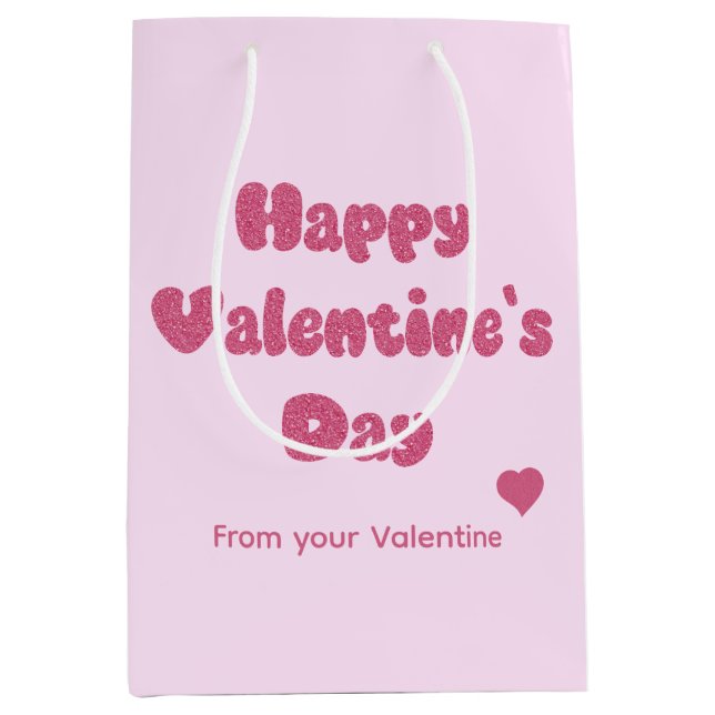 Bolsa De Regalo Mediana Happy Valentine's Day Glitter (Anverso)