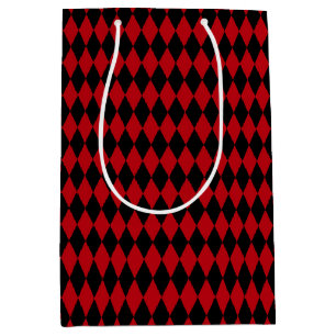 Bolsa De Regalo Mediana Harlequin de época roja y negra