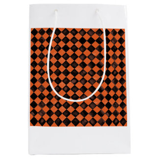Bolsa De Regalo Mediana Harlequin en baldosas negras y naranjas