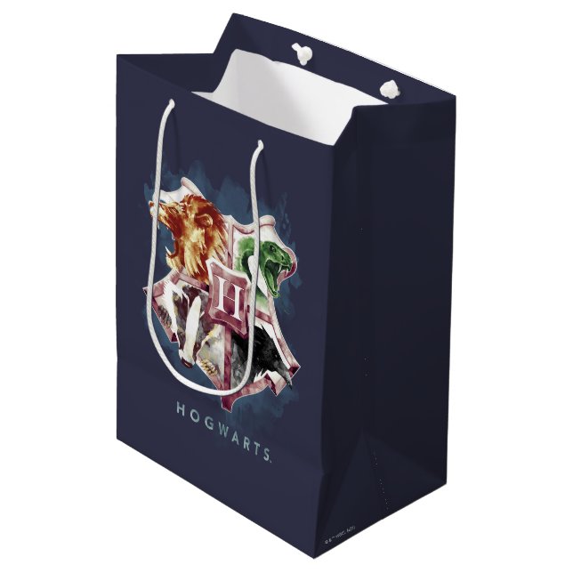 Bolsa De Regalo Mediana Harry Potter | acuarela Escudo HOGWARTS™ (Angulo Anverso)