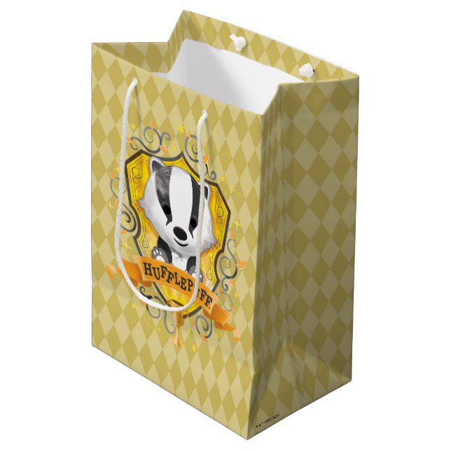 Bolsa De Regalo Mediana Harry Potter | Encantador Escudo HUFFLEPUFF™ (Angulo Anverso)