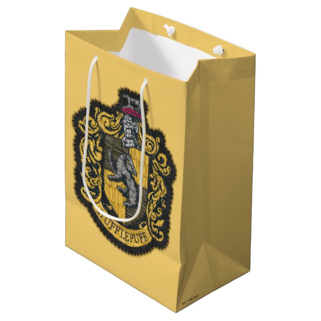 Bolsa De Regalo Mediana Harry Potter | Parche Escudo Hufflepuff (Angulo Anverso)