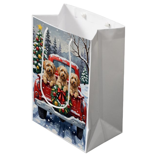 Bolsa De Regalo Mediana Havanese Christmas Red Truck Holiday (Angulo Anverso)