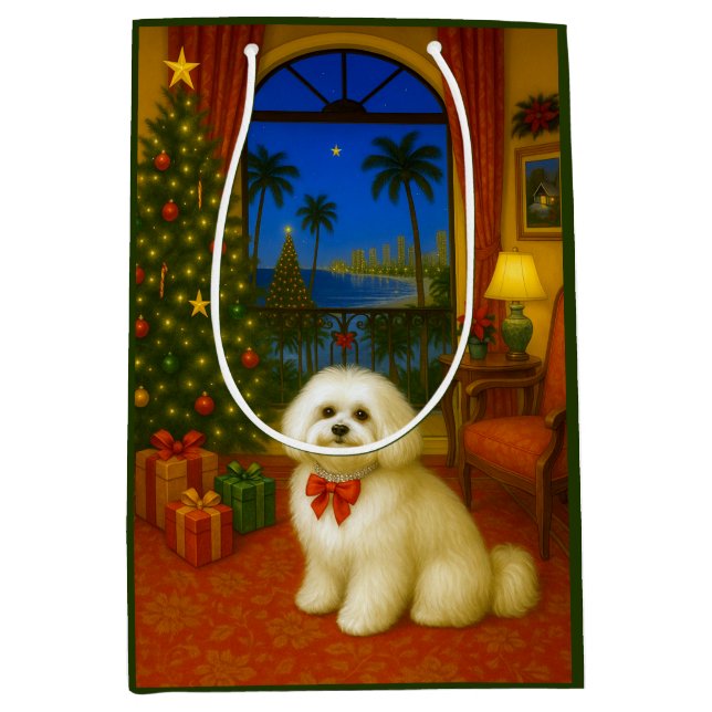 Bolsa De Regalo Mediana Havanese Holiday  (Anverso)