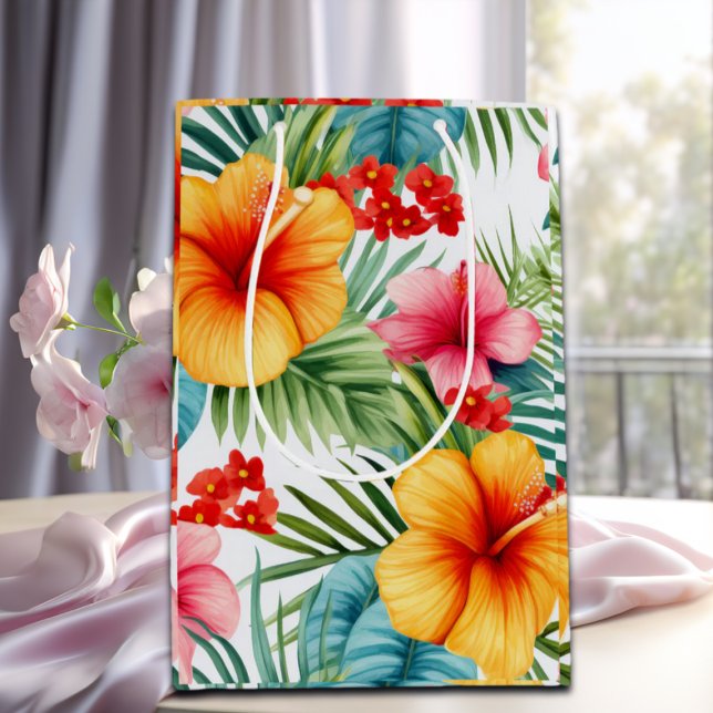 Bolsa De Regalo Mediana Hawaiano Floral Exótico  (Subido por el creador)
