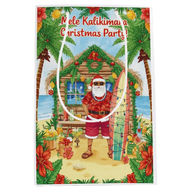Bolsa De Regalo Mediana Hawaii Santa Claus Christmas in Hawaii (Anverso)