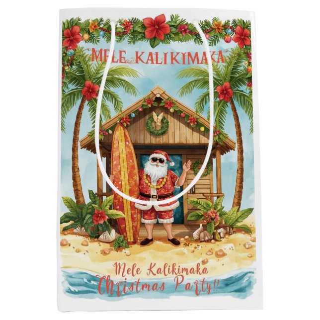 Bolsa De Regalo Mediana Hawaii Santa Claus Christmas in Hawaii (Anverso)