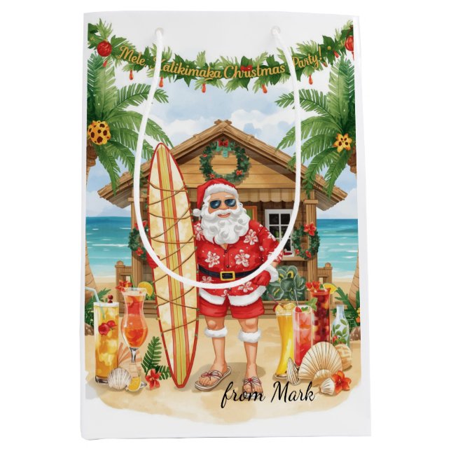 Bolsa De Regalo Mediana Hawaii Santa Claus Christmas in Hawaii (Anverso)