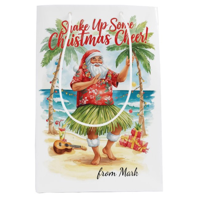 Bolsa De Regalo Mediana Hawaii Santa Claus Christmas in Hawaii (Anverso)
