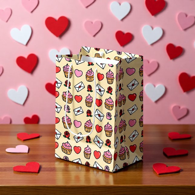 Bolsa De Regalo Mediana Hearts and Cupcakes Wrapping Paper (Subido por el creador)