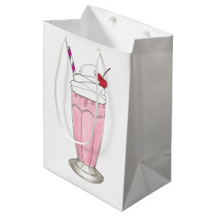 Bolsa De Regalo Mediana Helado Cream Shoppe Fresa Leche rosa Foodie