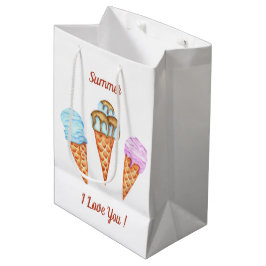 Bolsa De Regalo Mediana Helado te amo lindo verano   