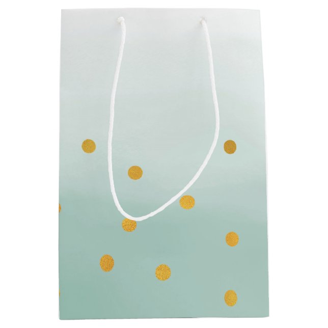 Bolsa De Regalo Mediana Hello Gold Mint Confetti Ombre (Anverso)