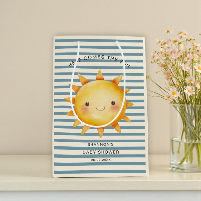 Bolsa De Regalo Mediana Here Comes the Son Baby Shower Bag (Subido por el creador)