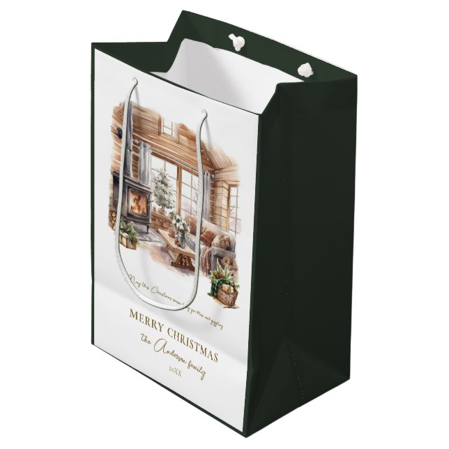 Bolsa De Regalo Mediana Hermosa atmósfera personalizada Navidades en casa (Angulo Anverso)