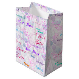 Bolsa De Regalo Mediana Hermosa Especial Hermana Floral Rosa