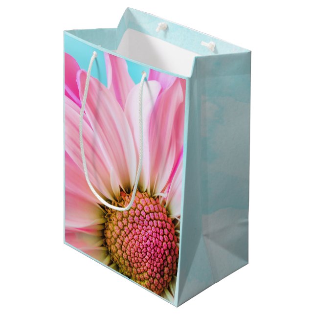 Bolsa De Regalo Mediana Hermosa flor rosa cercana foto (Angulo Anverso)