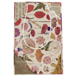 Bolsa De Regalo Mediana Hermosa Floral Presionada