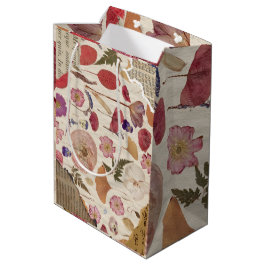 Bolsa De Regalo Mediana Hermosa Floral Presionada