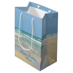 Bolsa De Regalo Mediana Hermosa foto Personalizado de playa Ocean Waves Cu
