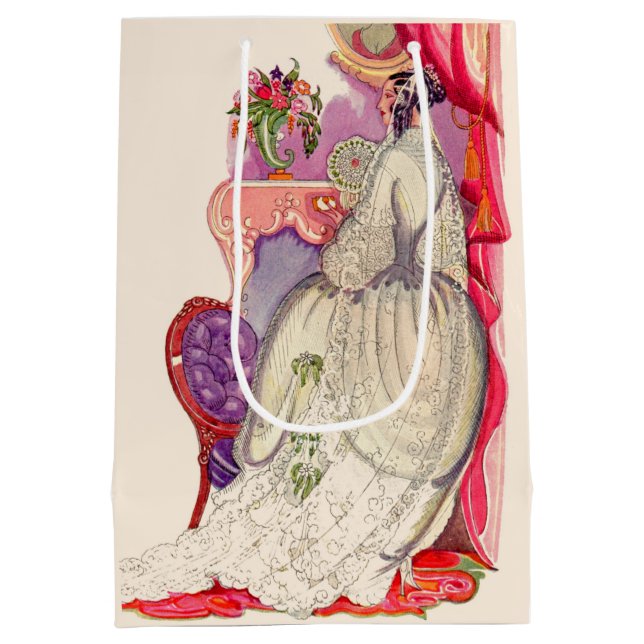 Bolsa De Regalo Mediana hermosa novia en un hermoso vestido (Reverso)