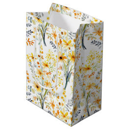 Bolsa De Regalo Mediana Hermosas flores silvestres de primavera amarilla