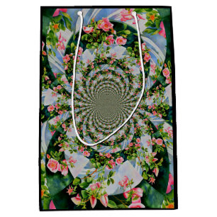 Bolsa De Regalo Mediana Hermosas rosas rojas rosadas retro acuarela floral