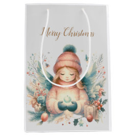 Bolsa De Regalo Mediana Hermoso ángel de invierno en medio de la naturalez