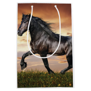 Bolsa De Regalo Mediana Hermoso caballo negro