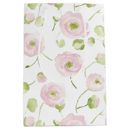 Bolsa De Regalo Mediana Hermoso Cumpleaños de Boda con Flores Rosadas y Me