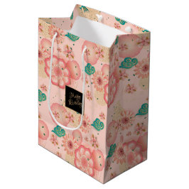 Bolsa De Regalo Mediana Hermoso Jardín de Engranaje Primavera Cumpleaños D