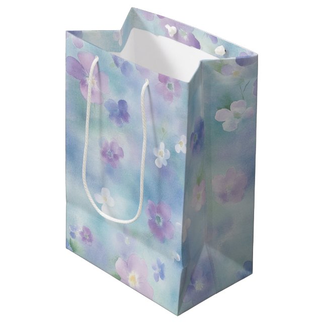 Bolsa De Regalo Mediana Hermoso Llavender Flores Blancas Desayuno Nupcial (Angulo Anverso)