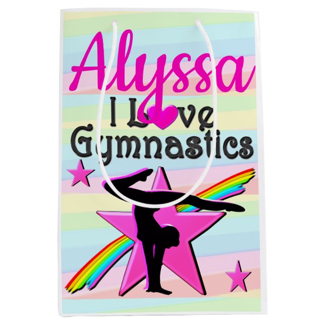BOLSA DE REGALO MEDIANA HERMOSO ME ENCANTA EL DISEÑO DE GIMNASTICAS (Anverso)