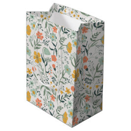 Bolsa De Regalo Mediana Hermoso patrón floral botánico
