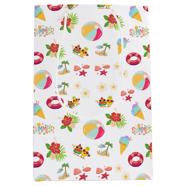 Bolsa De Regalo Mediana Hermoso patrón veraniego sin foco (Anverso)