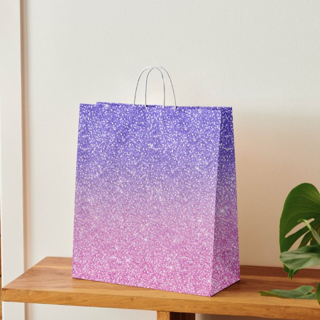 Bolsa De Regalo Mediana Hermoso Purpurina rosa morado Ombre (Subido por el creador)